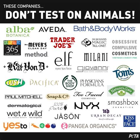 peta list of companies that test on animals